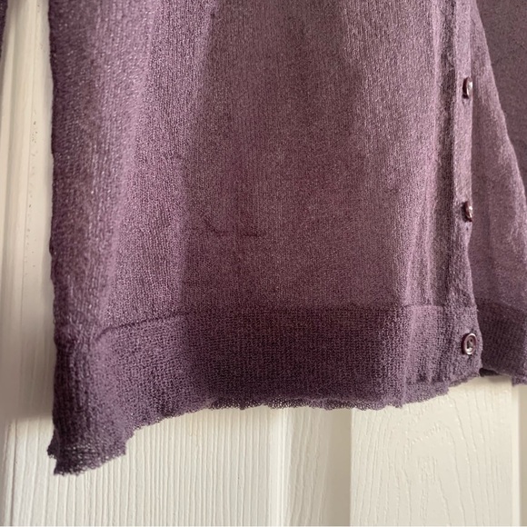 Moda International Purple Sheer Button Front Cardigan - Picture 2 of 13